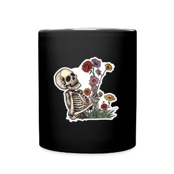 Plant Lover Skeleton Flowers - Full Colour Mug - black - Front
