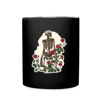 Plant Lover Skeleton Flowers - Full Colour Mug - black - Front
