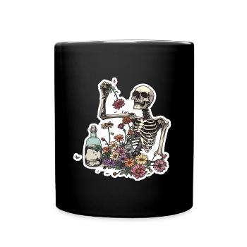 Plant Lover Skeleton Flowers - Full Colour Mug - black - Front