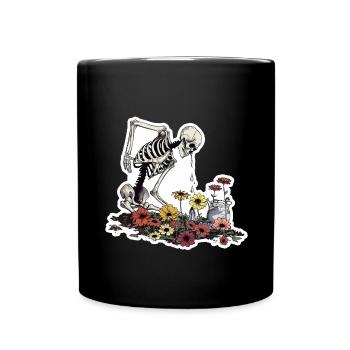 Plant Lover Skeleton Flowers - Full Colour Mug - black - Front