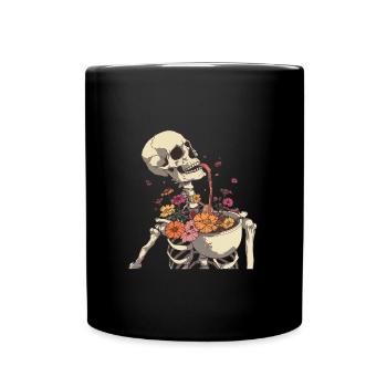Plant Lover Skeleton Flowers - Full Colour Mug - black - Front