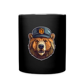 Ours Police Casquette Ours Portrait - Mug uni - noir - Devant
