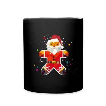 Lebkuchenmann im Santa-Design–Kreative Weihnachten - Tasse einfarbig - Schwarz - Vorne