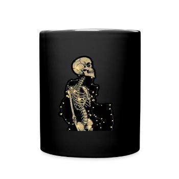 Skelett Lichter Knochen Totenkopf - Tasse einfarbig - Schwarz - Vorne