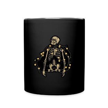 Skelett Lichter Knochen Totenkopf - Tasse einfarbig - Schwarz - Vorne