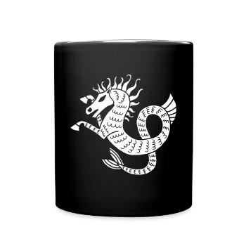 White Sea Horse - Full Colour Mug - black - Front