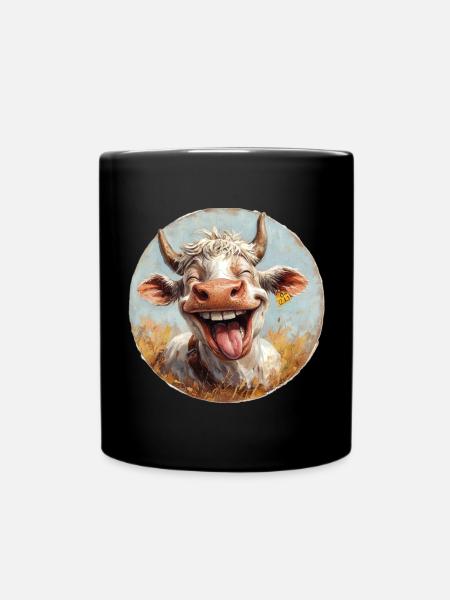 Lachende Kuh in schönen Farben - Mug uni - noir