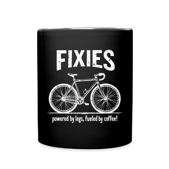 Fixies Fahrrad Tasche Tasse Fueled by Coffee - Tasse einfarbig - Schwarz - Vorne