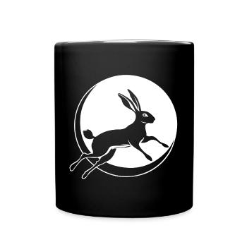 Rabbit with Moon Ostara Full Moon - Full Colour Mug - black - Front