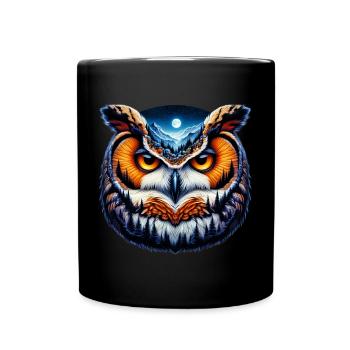 Eule - Tasse einfarbig - Schwarz - Vorne