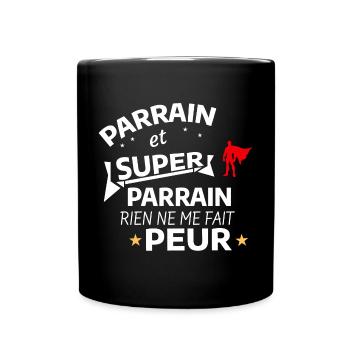 Super Parrain Personnalisé avec Caped Heroïque - Mug uni - noir - Devant