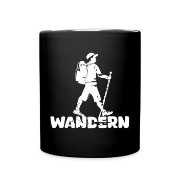 hiking hiker outdoor nature mountains icon logo - Full Colour Mug - black - Front