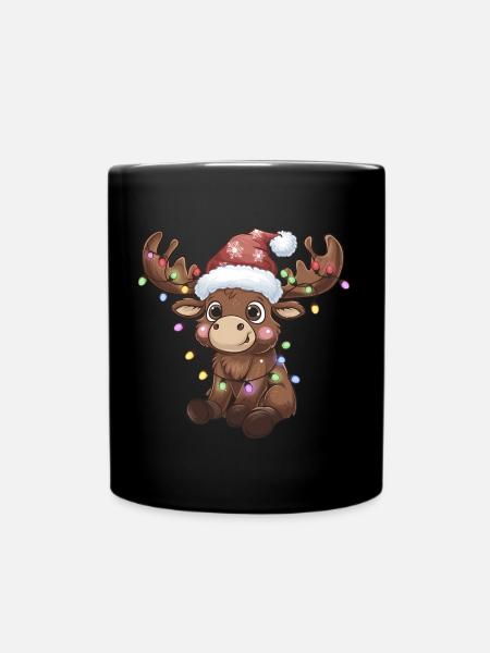 Weihnachten Rentier Rudolph - Weihnachten Elch - Tasse einfarbig - Schwarz