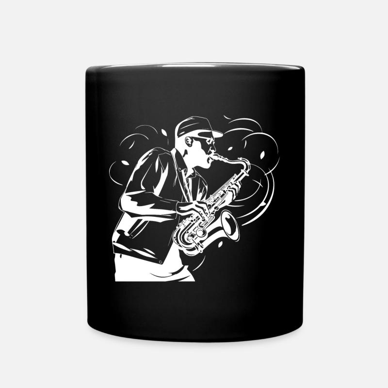 Saxophonist Skizze - Tasse einfarbig - Schwarz