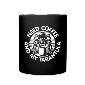 Brauche Kaffee und meine Vogelspinne - Tasse einfarbig - Schwarz - Vorne