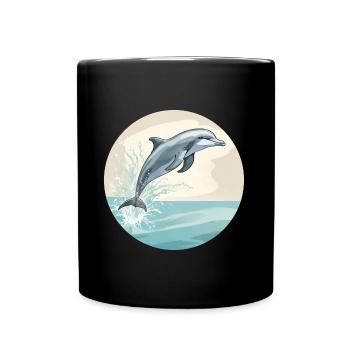 Ein Delfin - Tasse einfarbig - Schwarz - Vorne