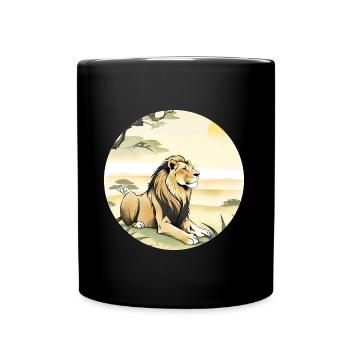 A lion in the savannah - Full Colour Mug - black - Front