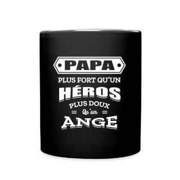 PAPA PLUS FORT QU'UN HEROS PLUS DOUX QU'UN ANGE - Mug uni - noir - Devant