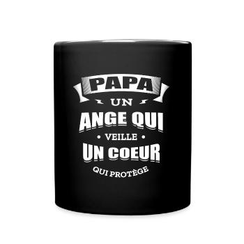 PAPA UN ANGE QUI VEILLE UN CŒUR QUI PROTÈGE - Mug uni - noir - Devant