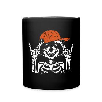 Cool Skeleton with Orange Hat - Full Colour Mug - black - Front