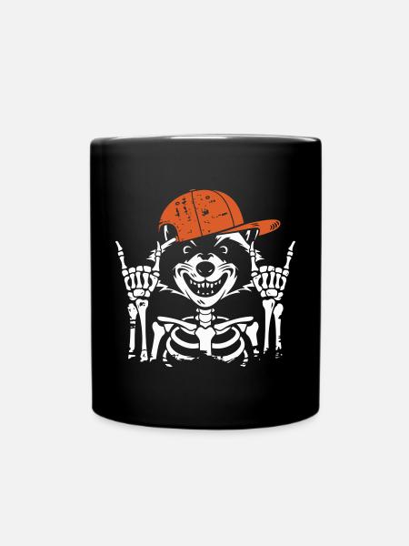 Squelette cool avec chapeau orange - Mug uni - noir