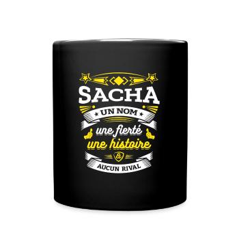 SACHA UN NOM UNE FIERTÉ AUCUN RIVAL - Mug uni - noir - Devant