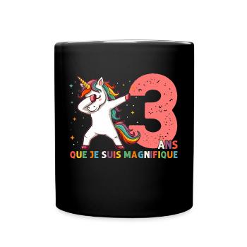 Licorne Dab Cadeau 3 Ème Anniversaire 3 Ans - Mug uni - noir - Devant