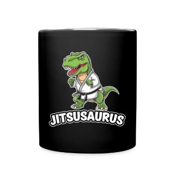 Dinosaure Jitsusaurus en équipement de Jiu-Jitsu - Mug uni - noir - Devant