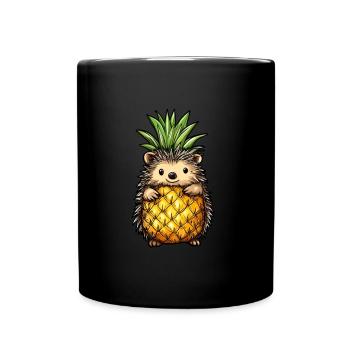 Pineapple Hedgehog - Full Colour Mug - black - Front