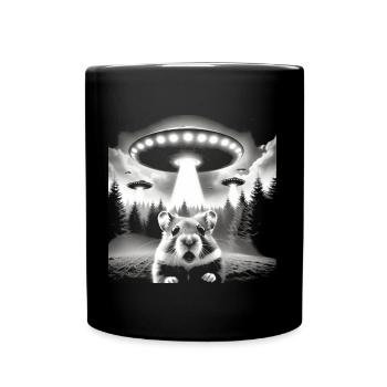 Hamster Alien UFO Selfie Spaceship - Full Colour Mug - black - Front