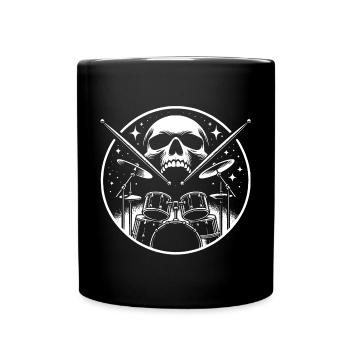 Schlagzeug und Skull Schlagzeuger Rockband - Tasse einfarbig - Schwarz - Vorne