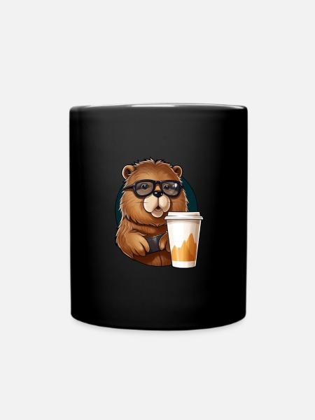 Capibara boit du café - Mug uni - noir