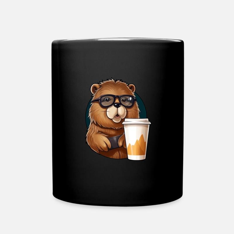 Capibara boit du café - Mug uni - noir