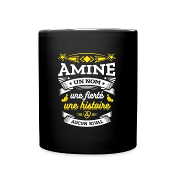 AMINE UN NOM UNE FIERTÉ AUCUN RIVAL - Mug uni - noir - Devant