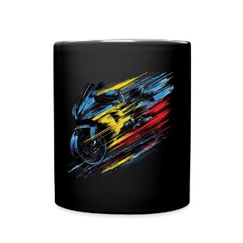 Motorrad in rumänischen Farben - Tasse einfarbig - Schwarz - Vorne