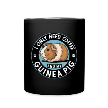 Brauche nur Kaffee und mein Meerschweinchen - Tasse einfarbig - Schwarz - Vorne