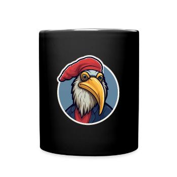Aigle avec chapeau - Mug uni - noir - Devant