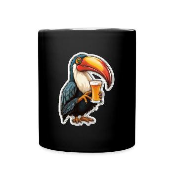 Toucan buvant de la bière Oiseau de fête - Mug uni - noir - Devant