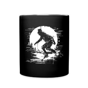 Skateboarderin Pixel Grafik - Tasse einfarbig - Schwarz - Vorne