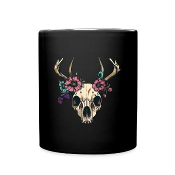 Wendigo Blumen Schädel Wild - Tasse einfarbig - Schwarz - Vorne