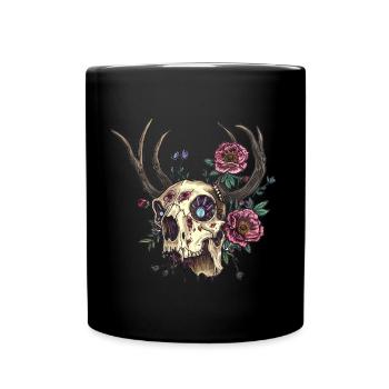Wendigo Blumen Schädel Wild - Tasse einfarbig - Schwarz - Vorne