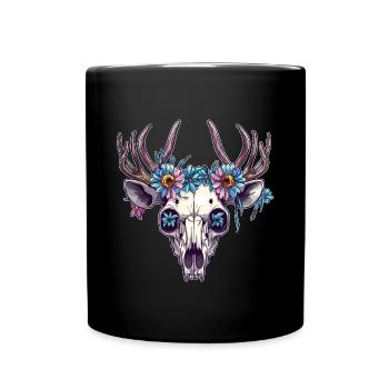 Wendigo Blumen Schädel Wild - Tasse einfarbig - Schwarz - Vorne