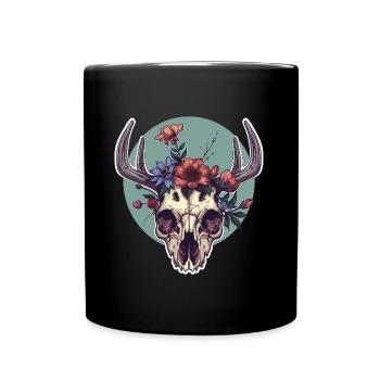 Wendigo Blumen Schädel Wild - Tasse einfarbig - Schwarz - Vorne