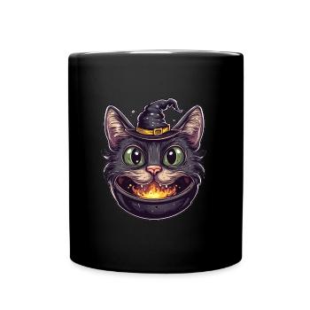 Cat Cauldron Cat Witch Halloween - Full Colour Mug - black - Front