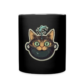 Chat Chaudron Chat Sorcière Halloween - Mug uni - noir - Devant