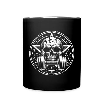 Entraînement de musculation avec haltère crâne et pentagramme - Mug uni - noir - Devant