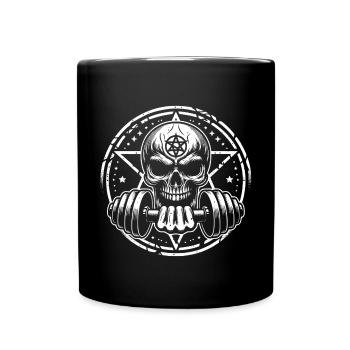 Entraînement de musculation avec haltère crâne et pentagramme - Mug uni - noir - Devant