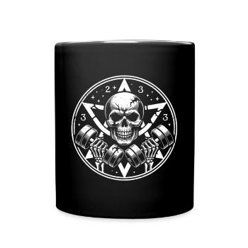 Entraînement de musculation avec haltère crâne et pentagramme - Mug uni - noir - Devant