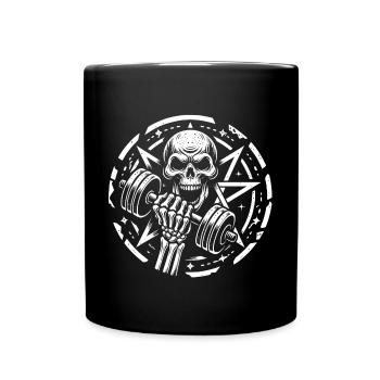 Entraînement de musculation avec haltère crâne et pentagramme - Mug uni - noir - Devant