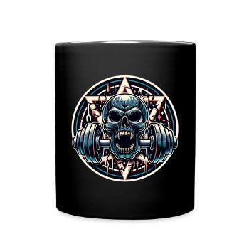Crâne avec Pentagramme Entraînement Haltère Musculation - Mug uni - noir - Devant